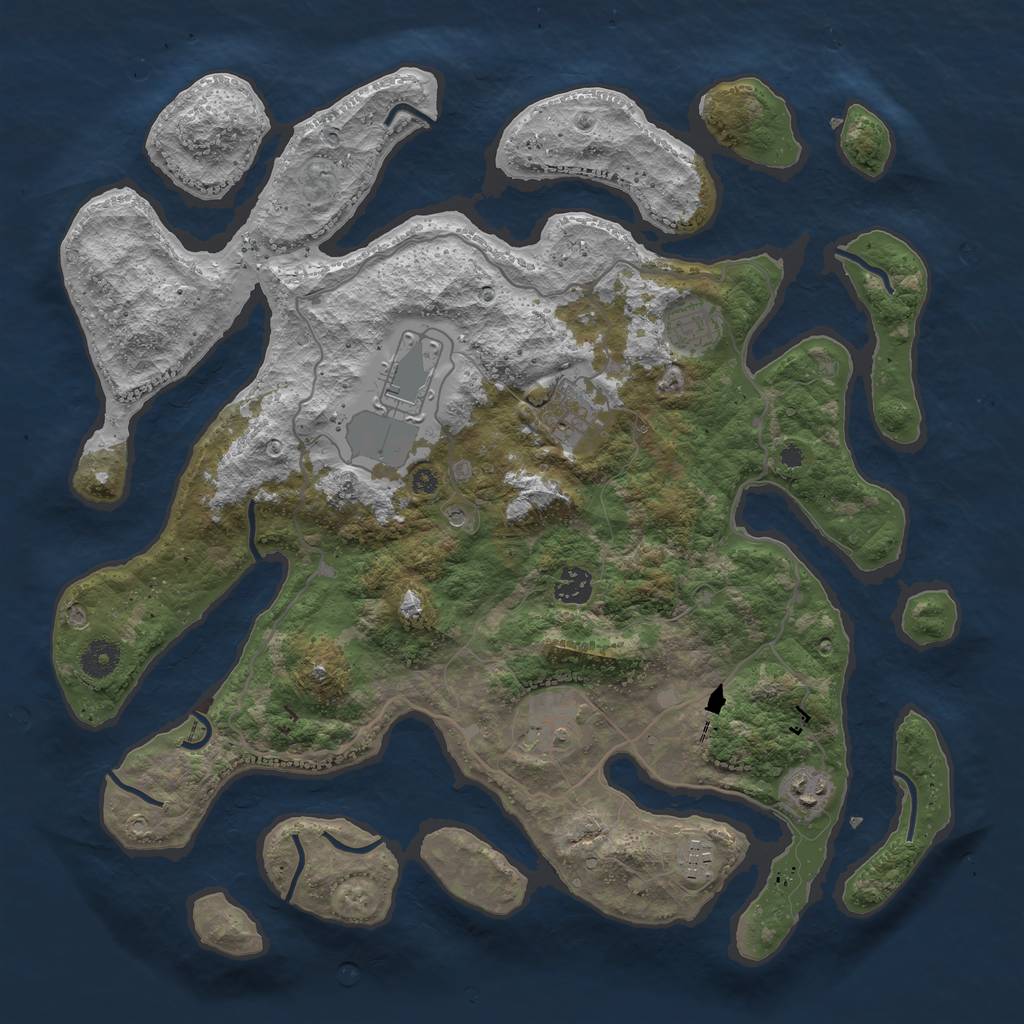 Rust Map: Procedural Map, Size: 4000, Seed: 6576, 10 Monuments