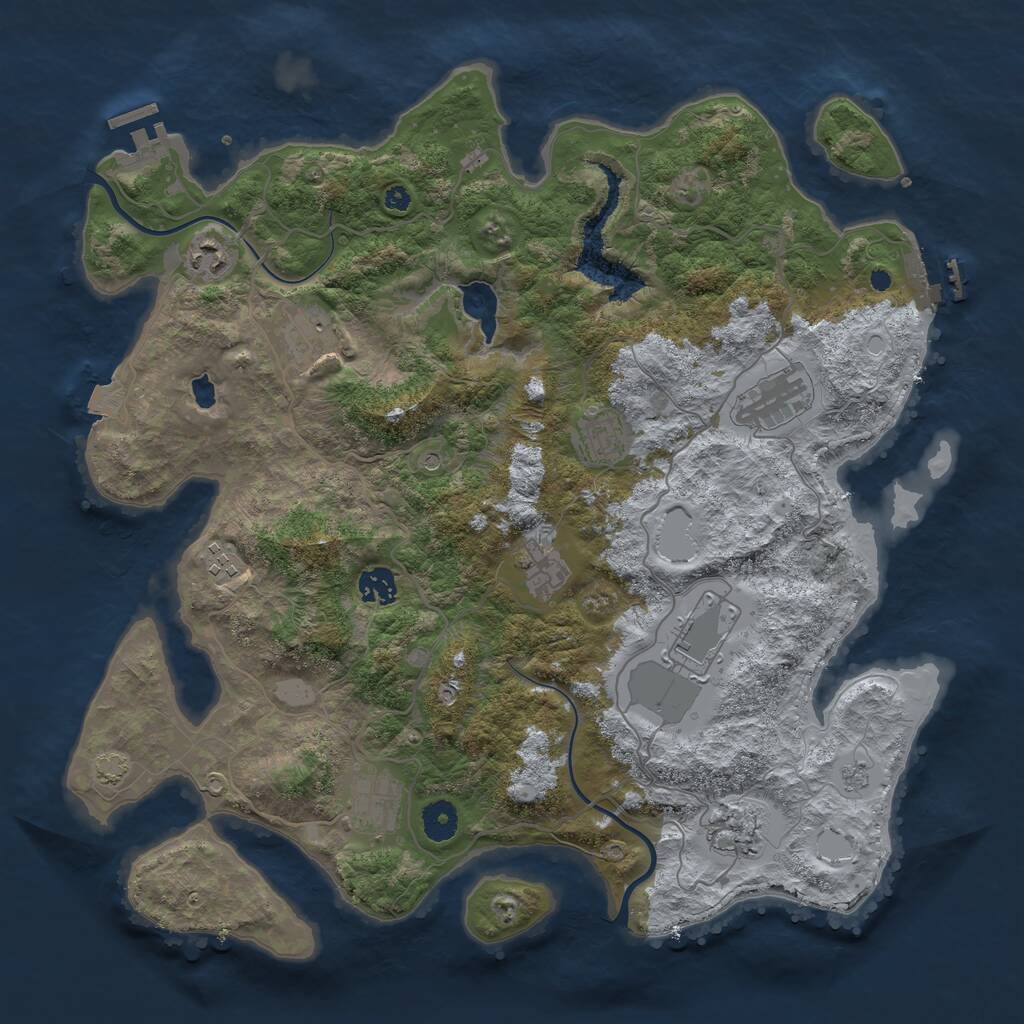 Rust Map: Procedural Map, Size: 4000, Seed: 11070504, 16 Monuments