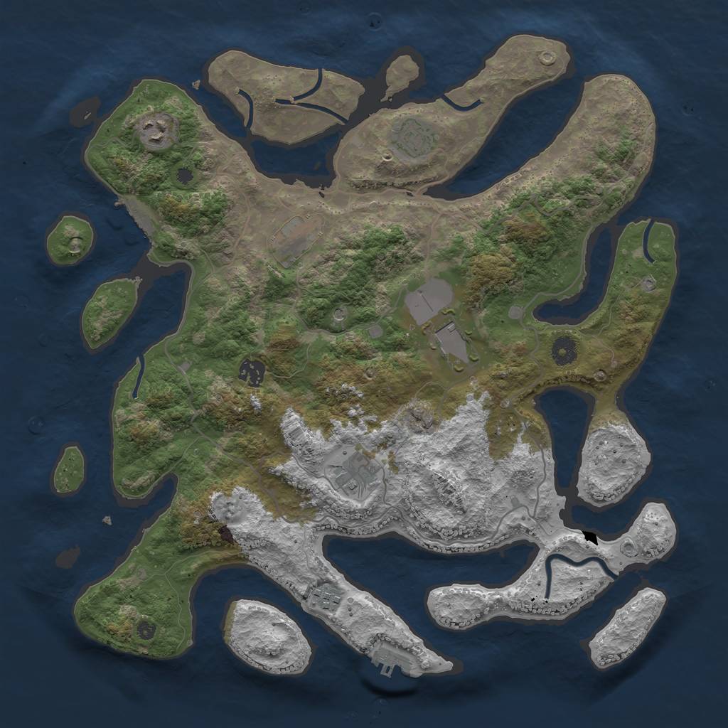 Rust Map: Procedural Map, Size: 4000, Seed: 1117076434, 12 Monuments