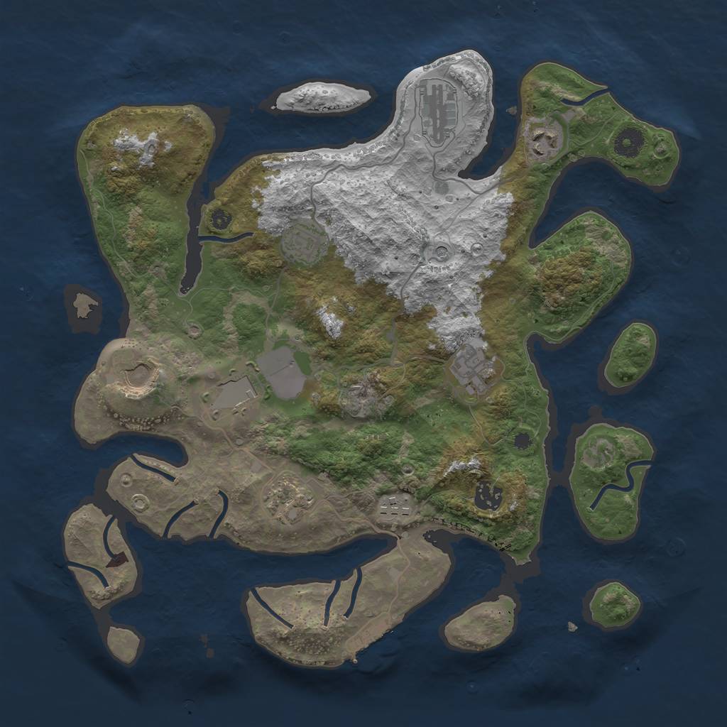 Rust Map: Procedural Map, Size: 3700, Seed: 219688865, 13 Monuments