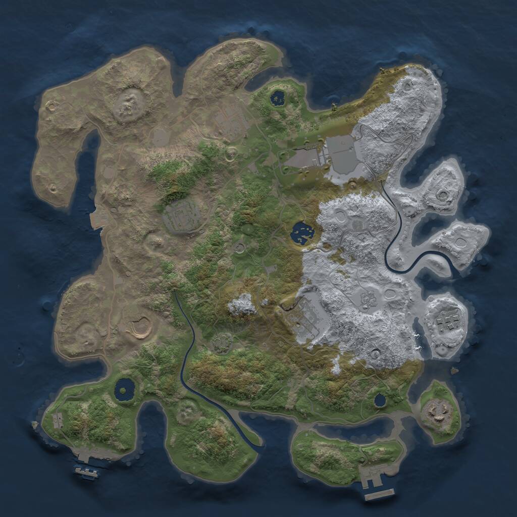 Rust Map: Procedural Map, Size: 3500, Seed: 157849322, 14 Monuments