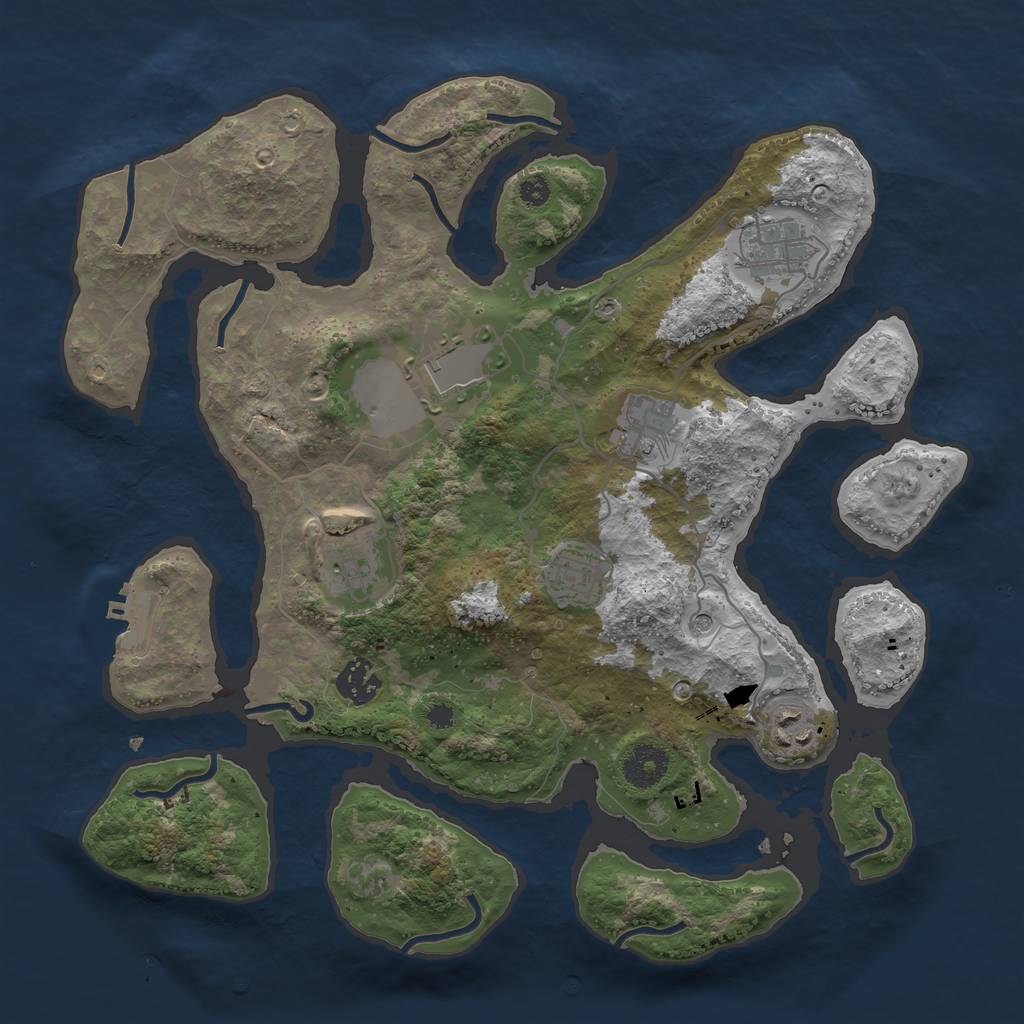 Rust Map: Procedural Map, Size: 3500, Seed: 157849322, 11 Monuments