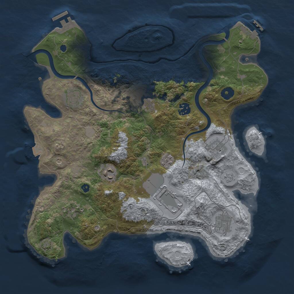 Rust Map: Procedural Map, Size: 3500, Seed: 186356423, 15 Monuments