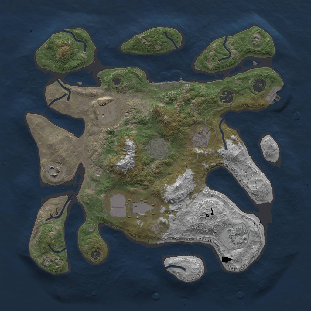 Rust Map: Procedural Map, Size: 3500, Seed: 186356423, 12 Monuments