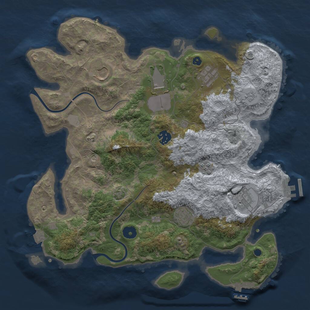 Rust Map: Procedural Map, Size: 3500, Seed: 1595221075, 13 Monuments