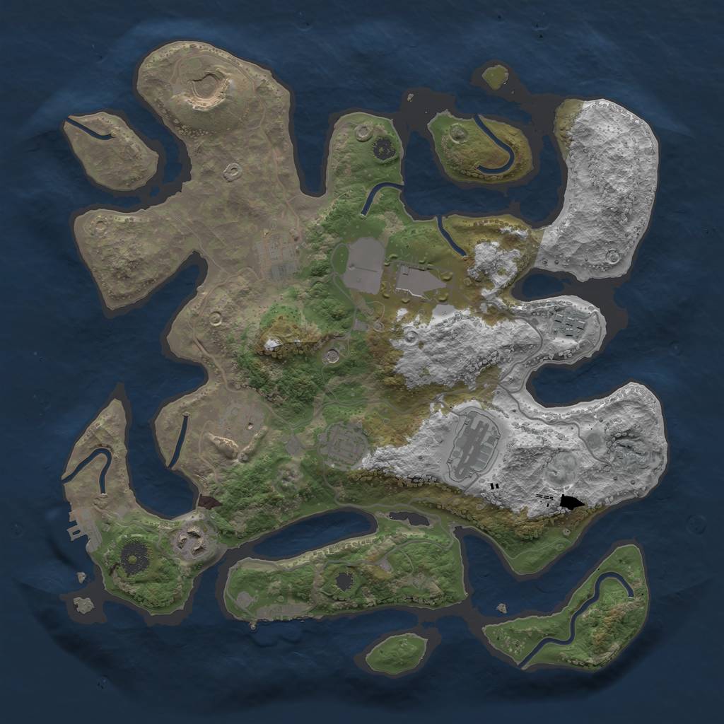 Rust Map: Procedural Map, Size: 3500, Seed: 1595221075, 13 Monuments