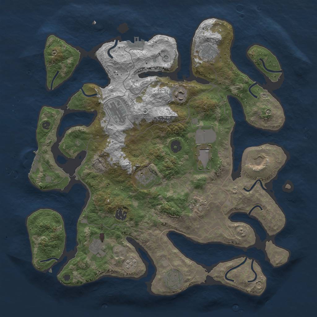 Rust Map: Procedural Map, Size: 4050, Seed: 364721310, 16 Monuments