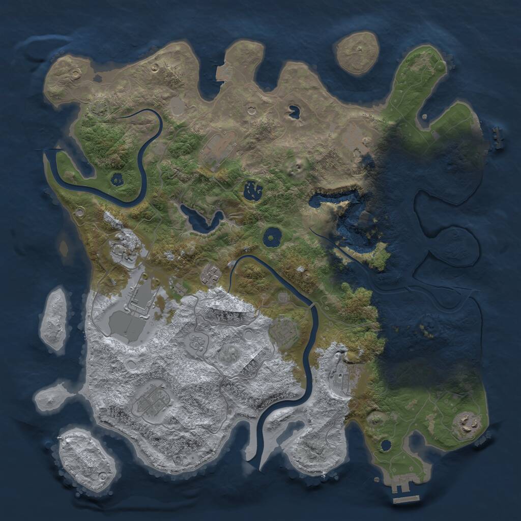 Rust Map: Procedural Map, Size: 4000, Seed: 212136, 16 Monuments