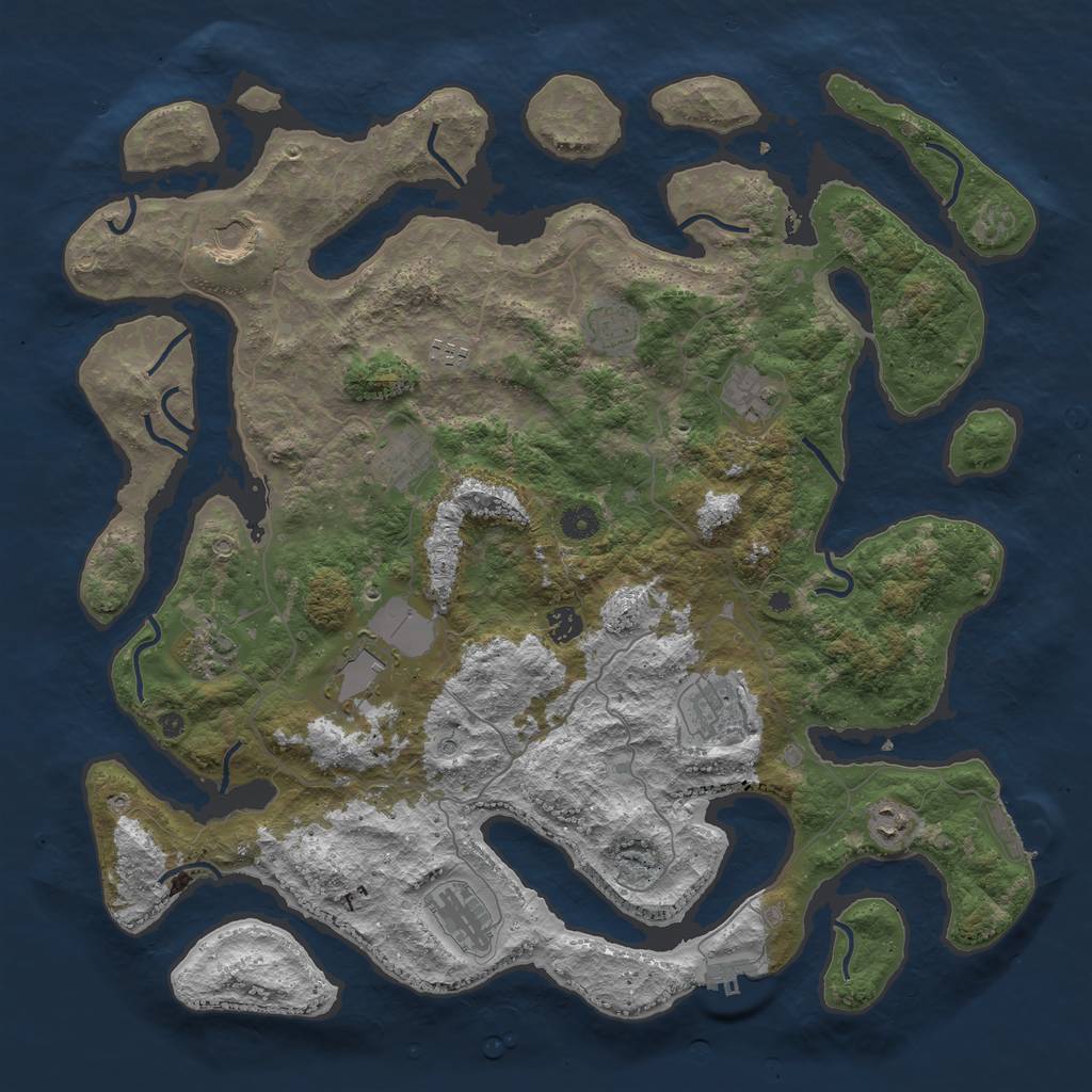 Rust Map: Procedural Map, Size: 4500, Seed: 157606172, 16 Monuments