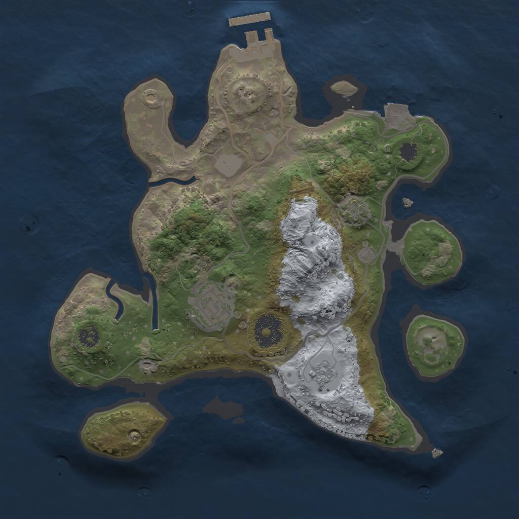 Rust Map: Procedural Map, Size: 2500, Seed: 13583, 5 Monuments