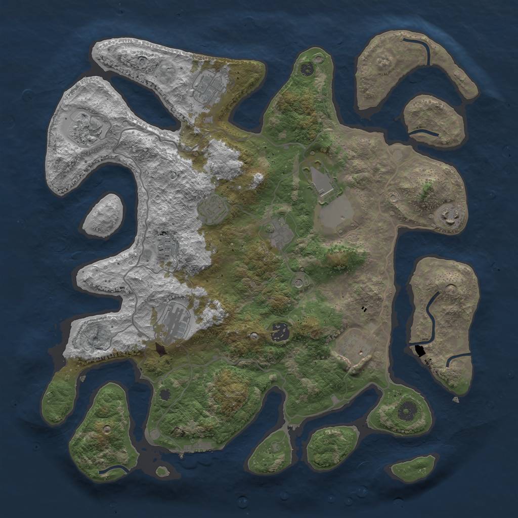 Rust Map: Procedural Map, Size: 4000, Seed: 1504155218, 14 Monuments