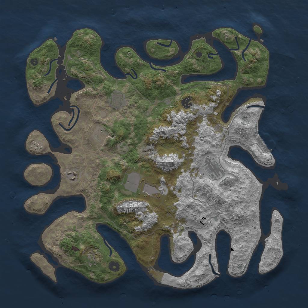 Rust Map: Procedural Map, Size: 4250, Seed: 528309, 12 Monuments