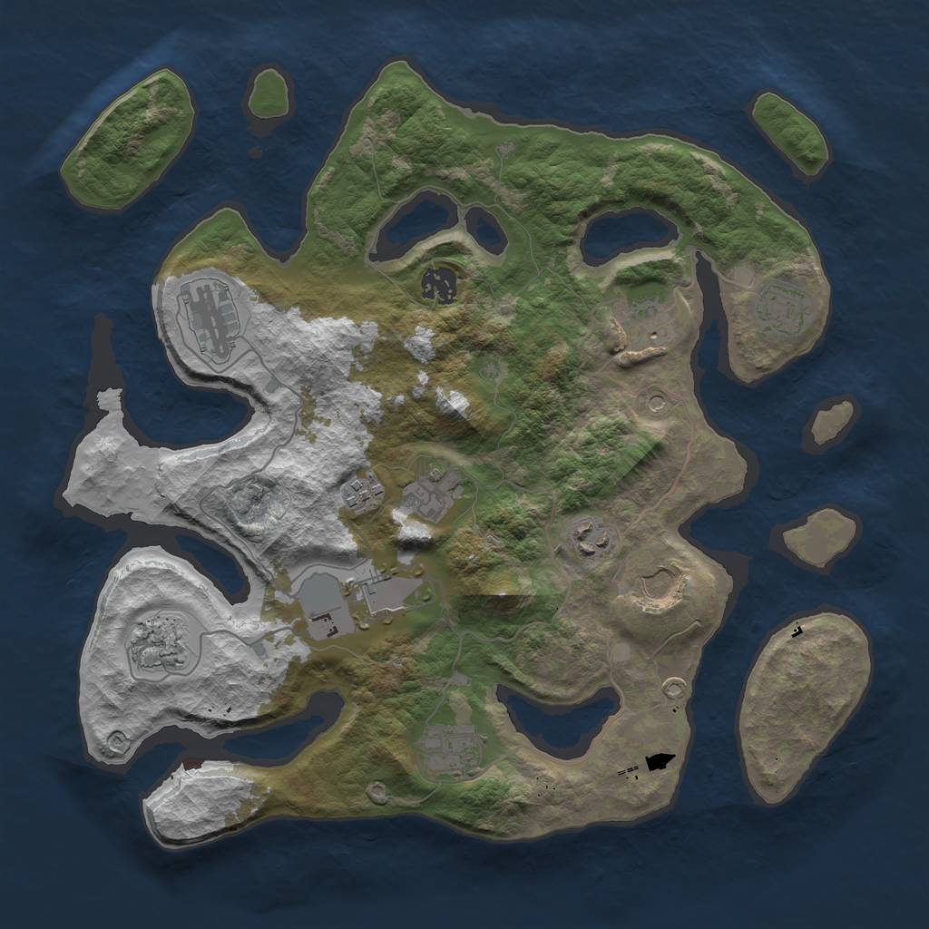 Rust Map: Barren, Size: 3700, Seed: 1767643391, 14 Monuments