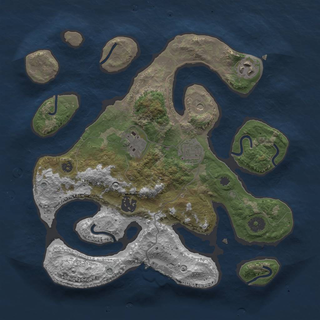 Rust Map: Procedural Map, Size: 3000, Seed: 2057511413, 8 Monuments