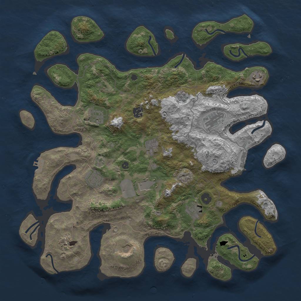 Rust Map: Procedural Map, Size: 4250, Seed: 4110, 16 Monuments