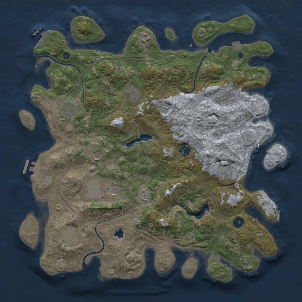 Rust Map: Procedural Map, Size: 4250, Seed: 4110, 16 Monuments