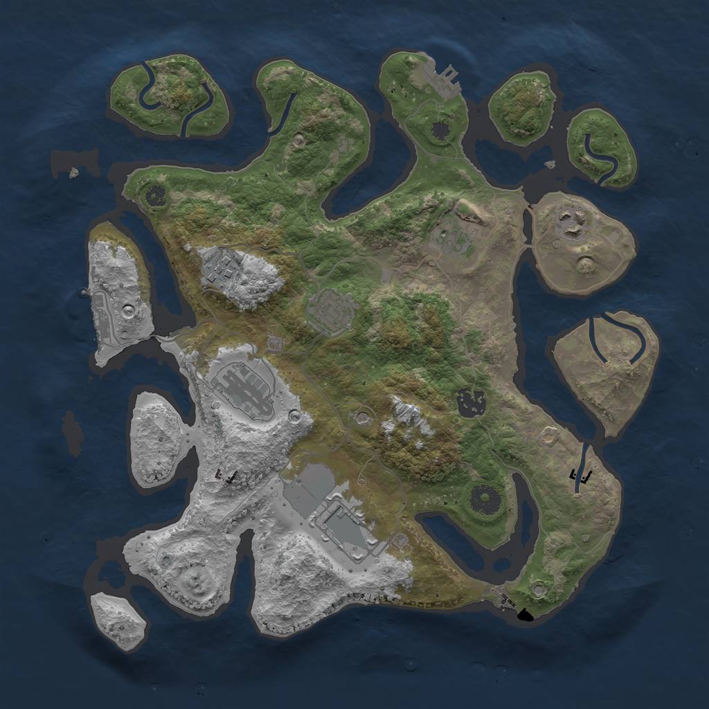 Rust Map: Procedural Map, Size: 3500, Seed: 519961860, 12 Monuments