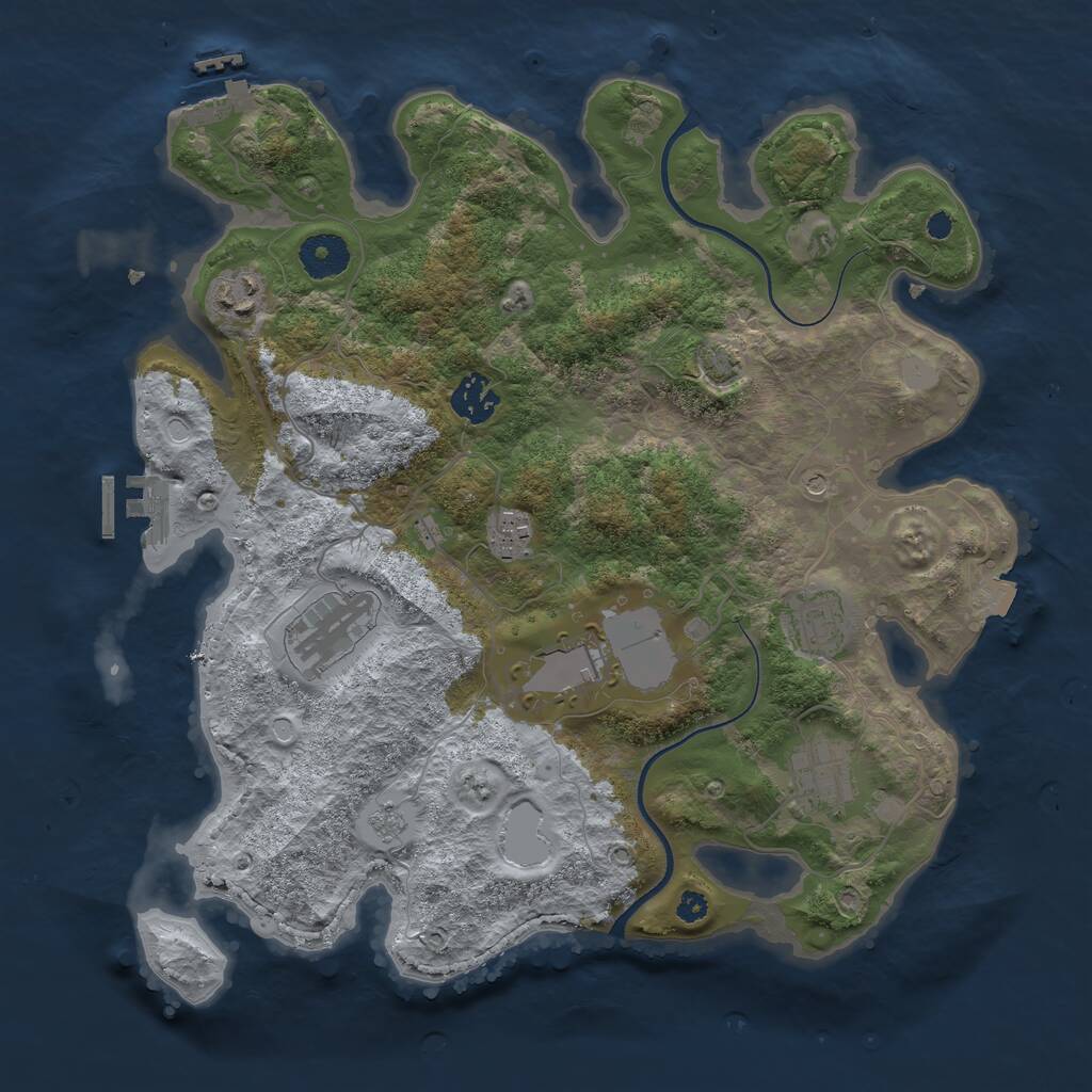 Rust Map: Procedural Map, Size: 3500, Seed: 519961860, 13 Monuments