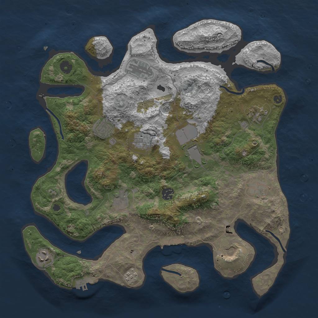 Rust Map: Procedural Map, Size: 3850, Seed: 1317098309, 16 Monuments