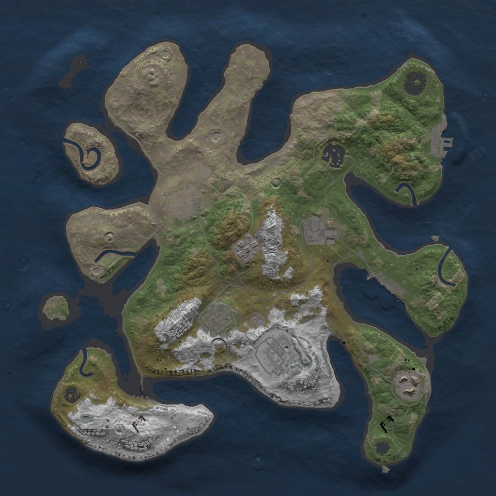 Rust Map: Procedural Map, Size: 3200, Seed: 281805, 12 Monuments