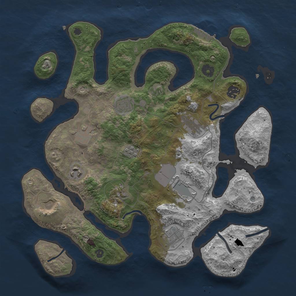 Rust Map: Procedural Map, Size: 3506, Seed: 8426263, 14 Monuments