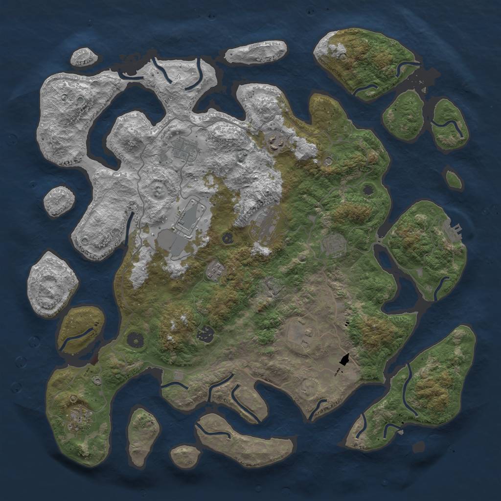 Rust Map: Procedural Map, Size: 4500, Seed: 669966, 13 Monuments