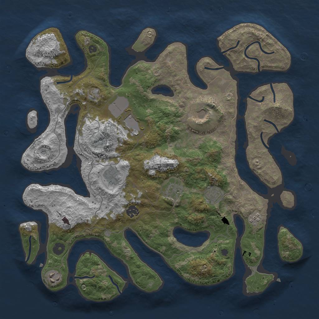 Rust Map: Procedural Map, Size: 4000, Seed: 45604099, 11 Monuments