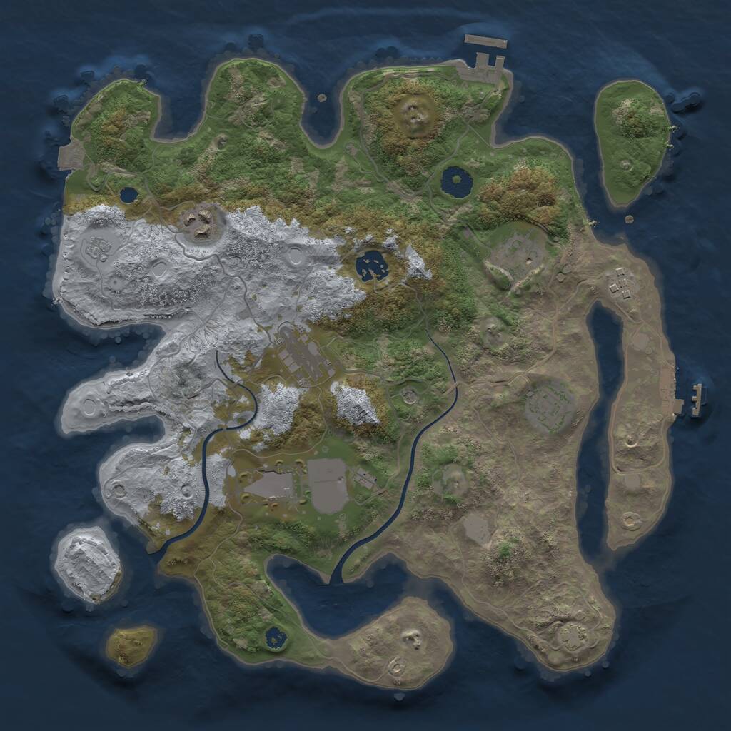 Rust Map: Procedural Map, Size: 3500, Seed: 913576925, 13 Monuments