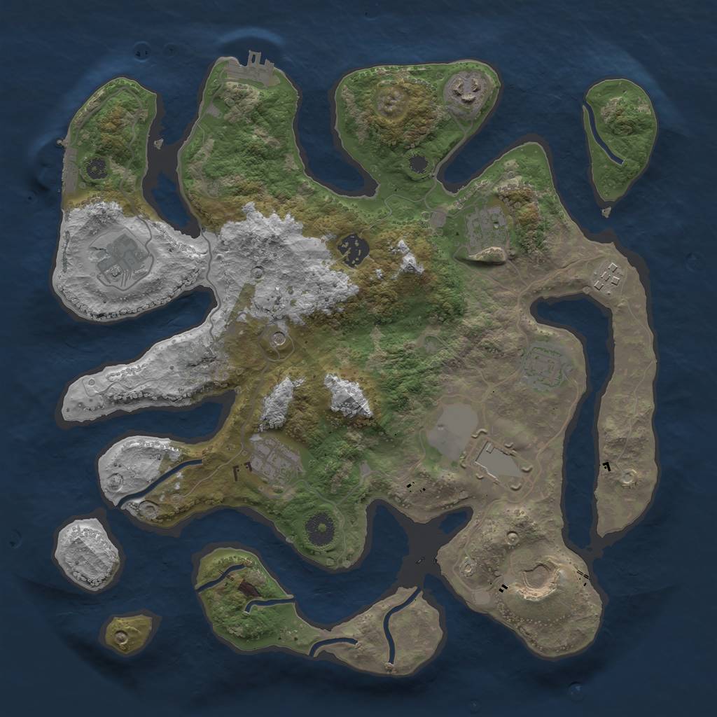 Rust Map: Procedural Map, Size: 3500, Seed: 913576925, 14 Monuments