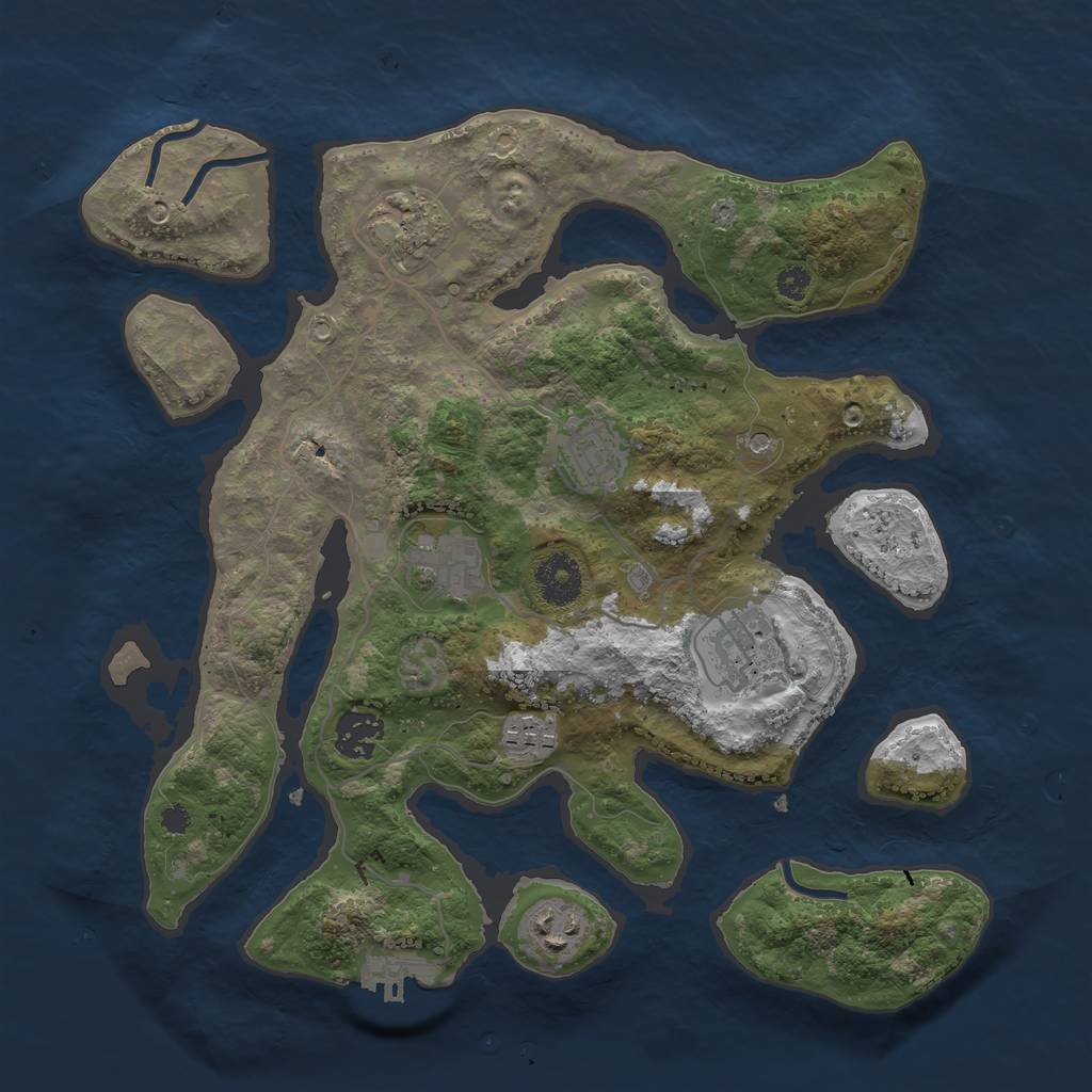 Rust Map: Procedural Map, Size: 3333, Seed: 1459097075, 11 Monuments