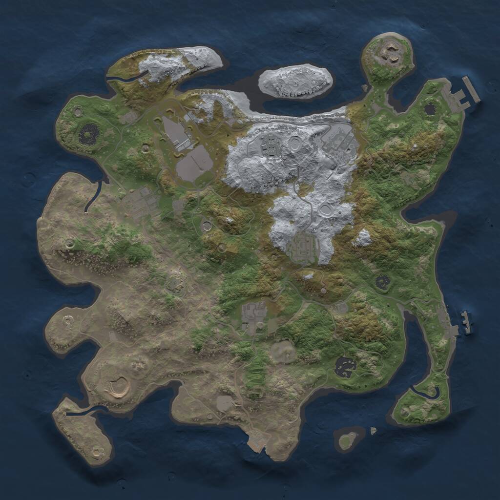 Rust Map: Procedural Map, Size: 3500, Seed: 386341529, 14 Monuments