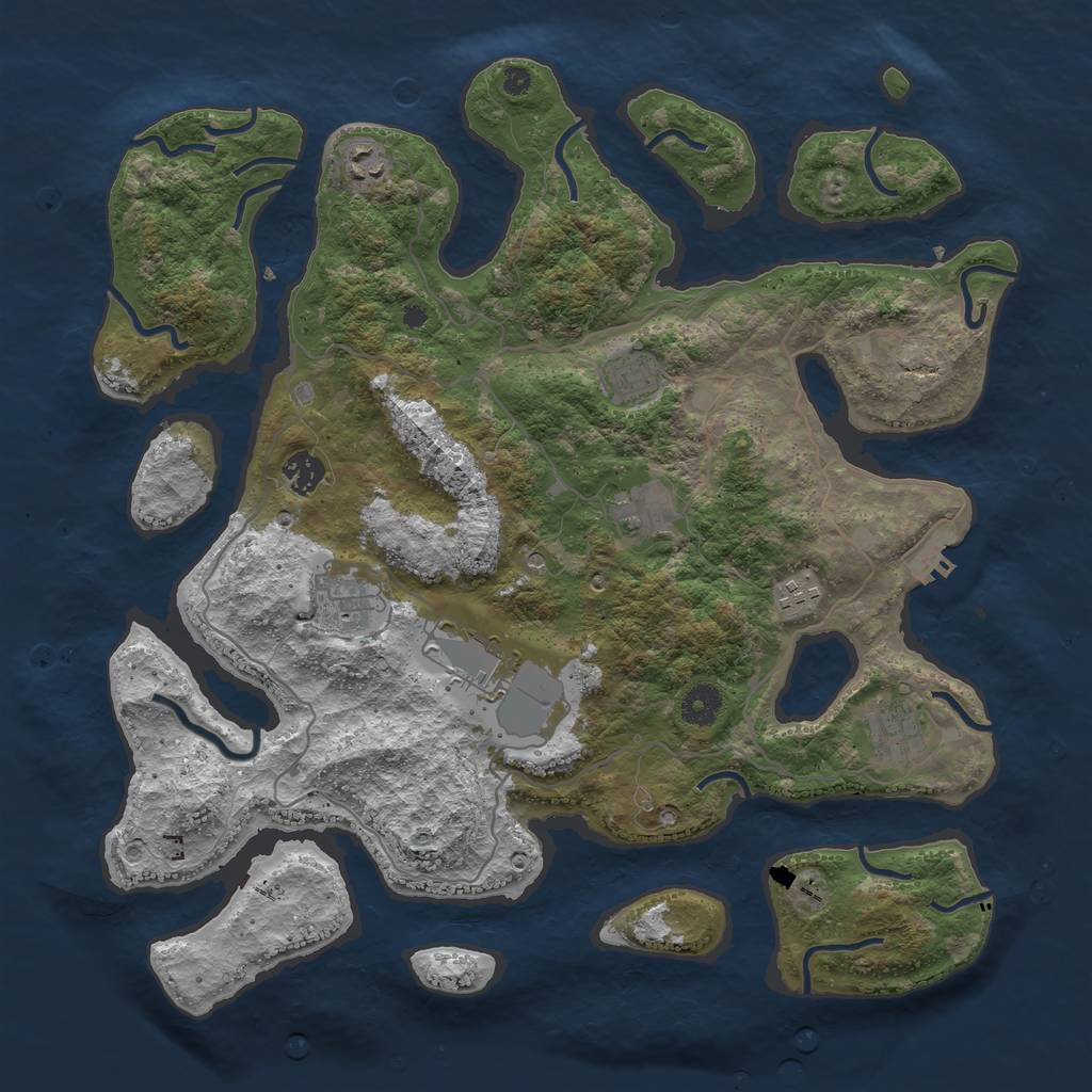 Rust Map: Procedural Map, Size: 4000, Seed: 45579849, 12 Monuments