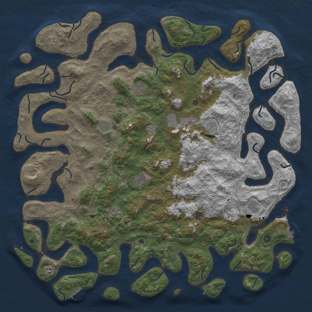 Rust Map: Procedural Map, Size: 6000, Seed: 644, 16 Monuments