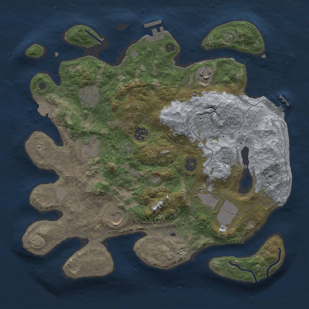 Rust Map: Procedural Map, Size: 3500, Seed: 35503313, 14 Monuments