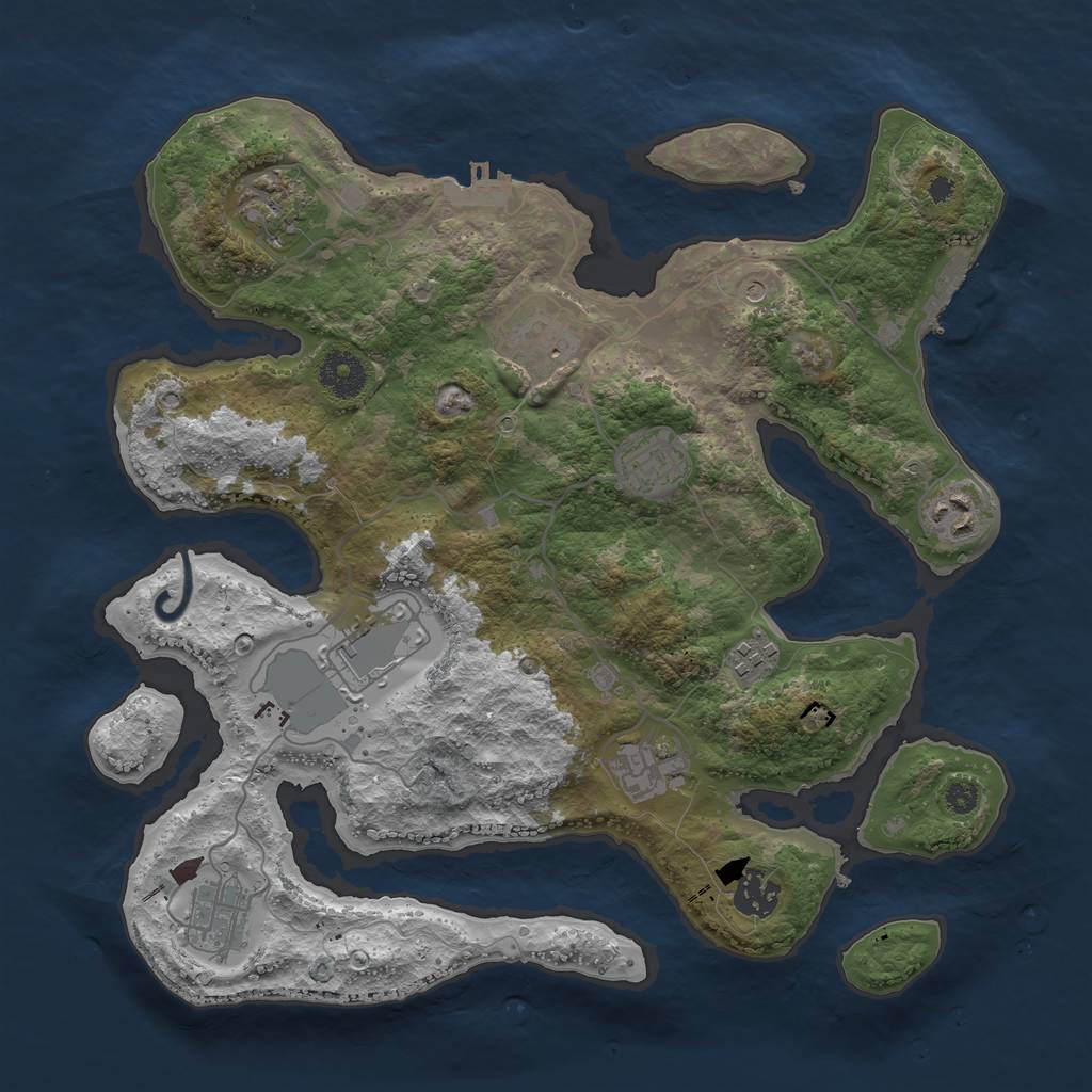 Rust Map: Procedural Map, Size: 3500, Seed: 687058455, 14 Monuments