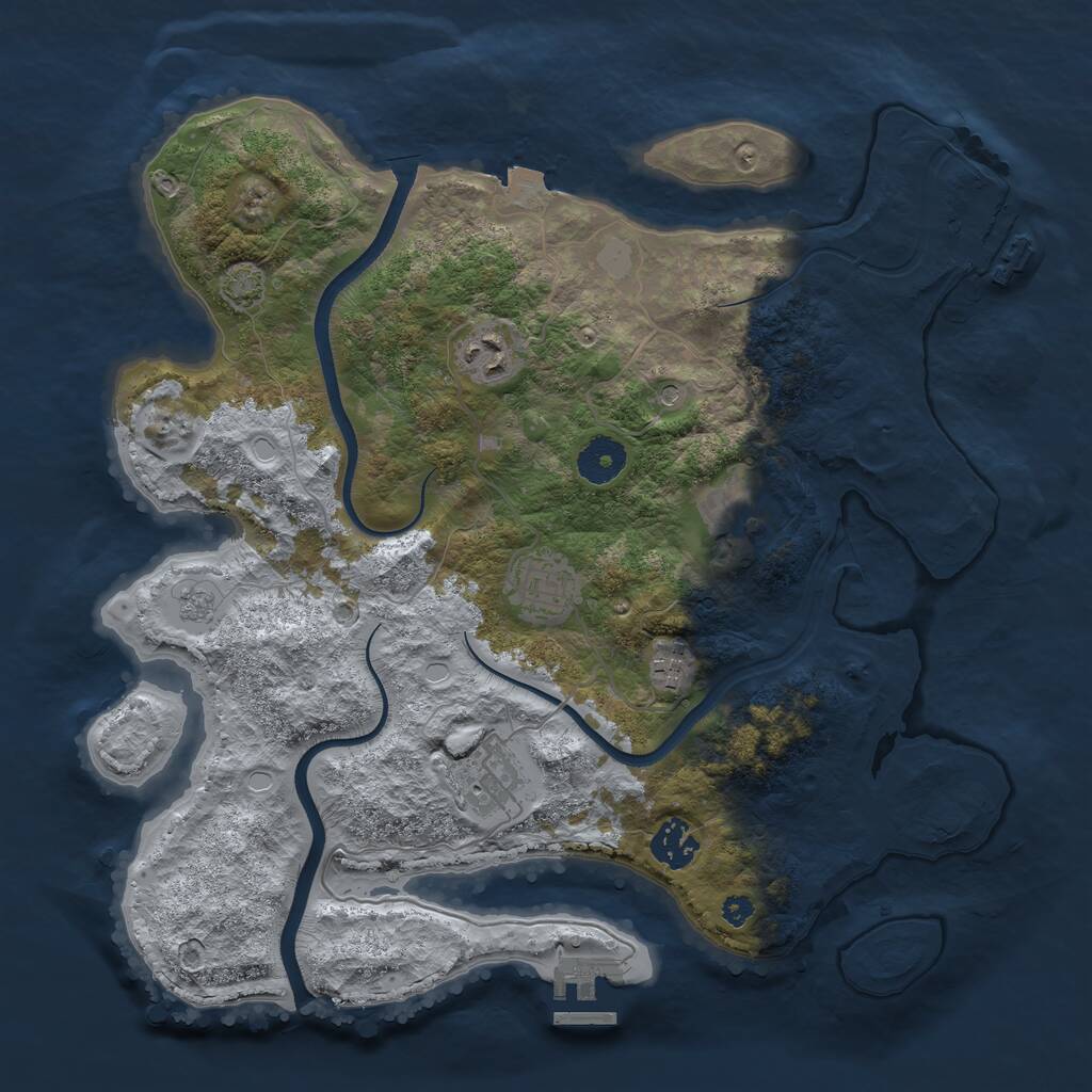 Rust Map: Procedural Map, Size: 3500, Seed: 687058455, 12 Monuments