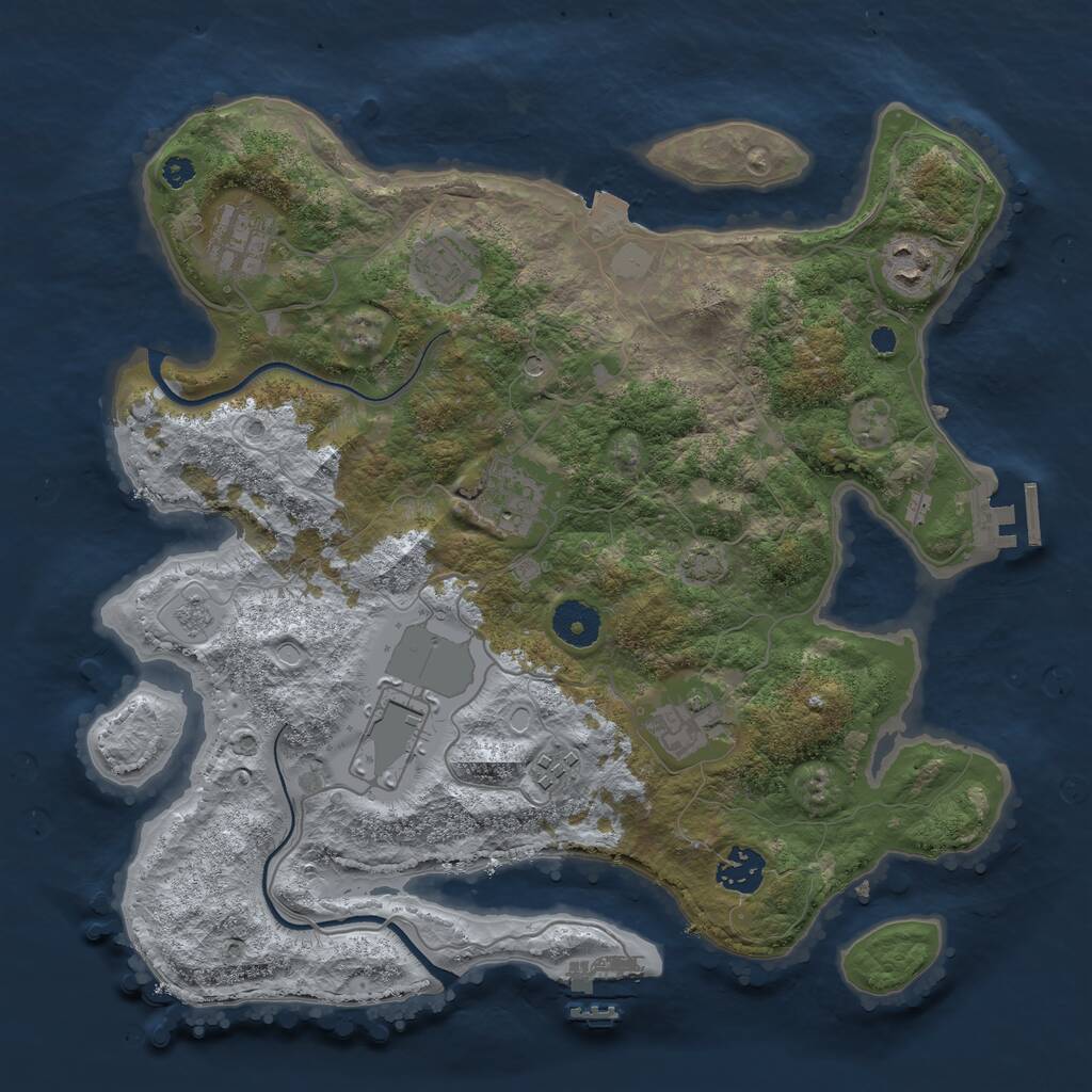 Rust Map: Procedural Map, Size: 3500, Seed: 687058455, 14 Monuments