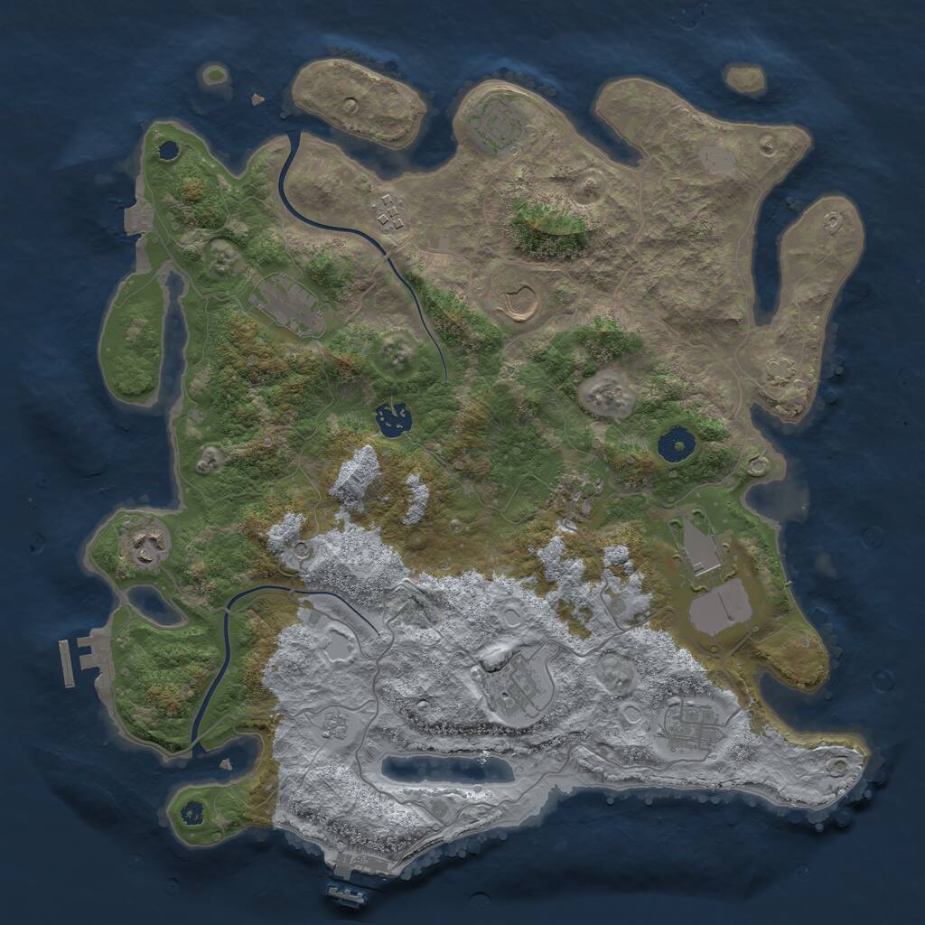 Rust Map: Procedural Map, Size: 3900, Seed: 123457, 16 Monuments