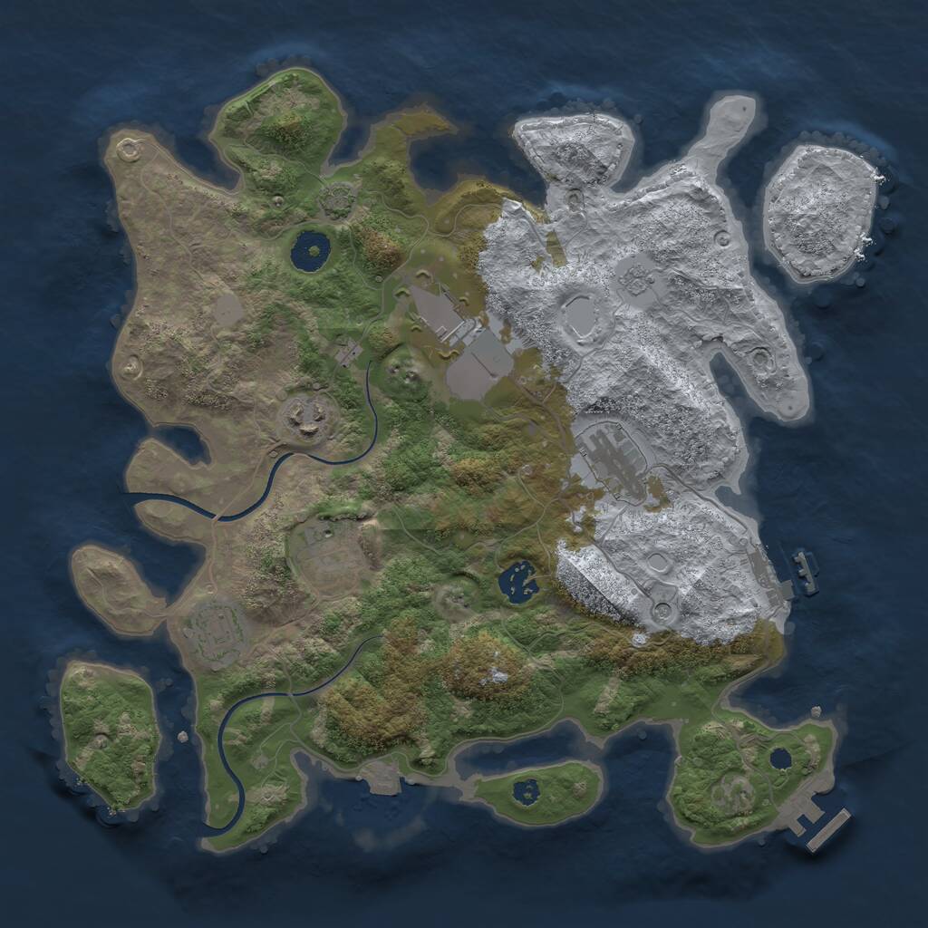 Rust Map: Procedural Map, Size: 3500, Seed: 62742598, 12 Monuments