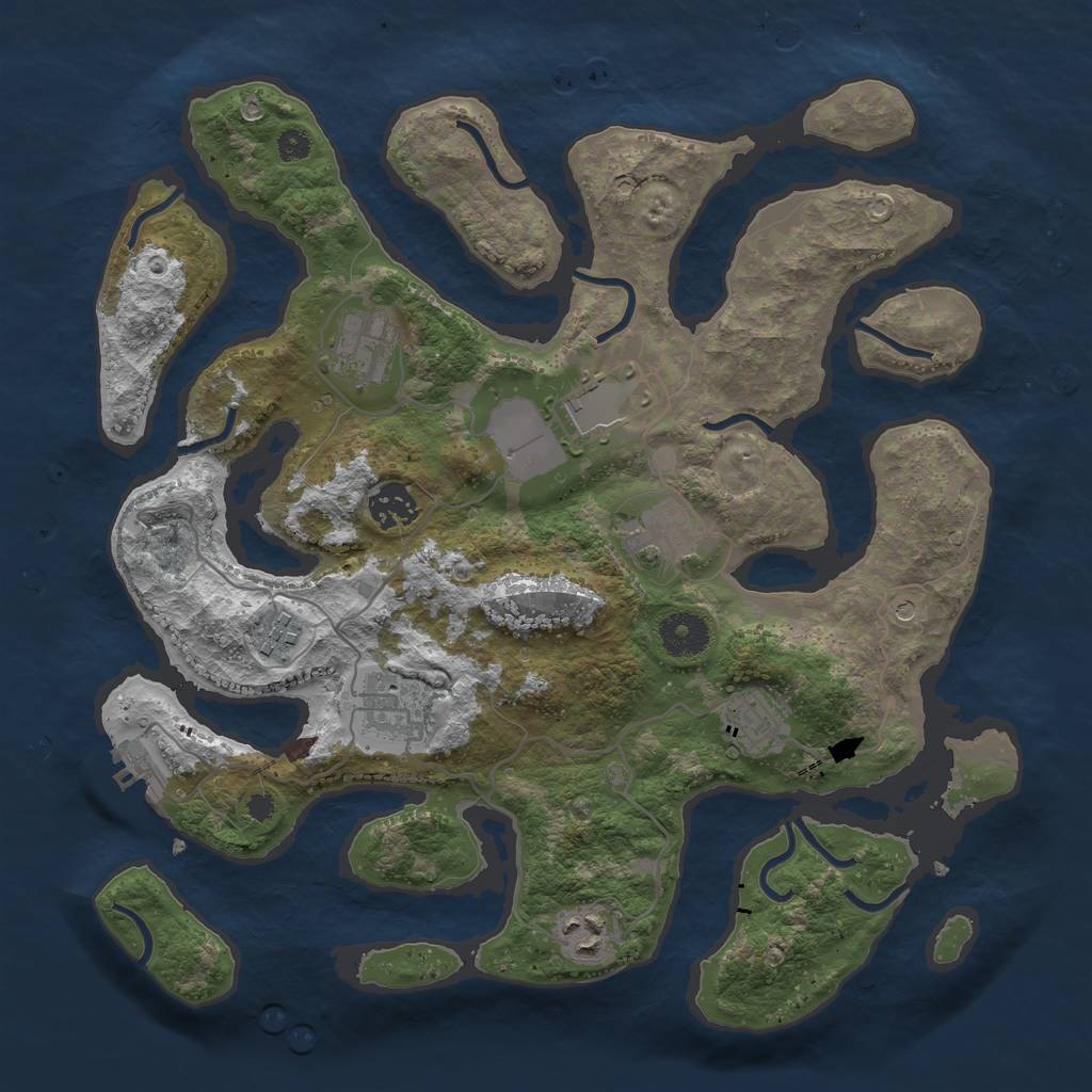 Rust Map: Procedural Map, Size: 3500, Seed: 1987032368, 12 Monuments