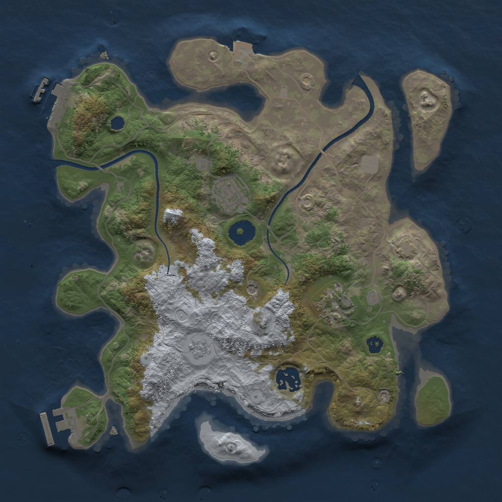 Rust Map: Procedural Map, Size: 3000, Seed: 749060058, 9 Monuments