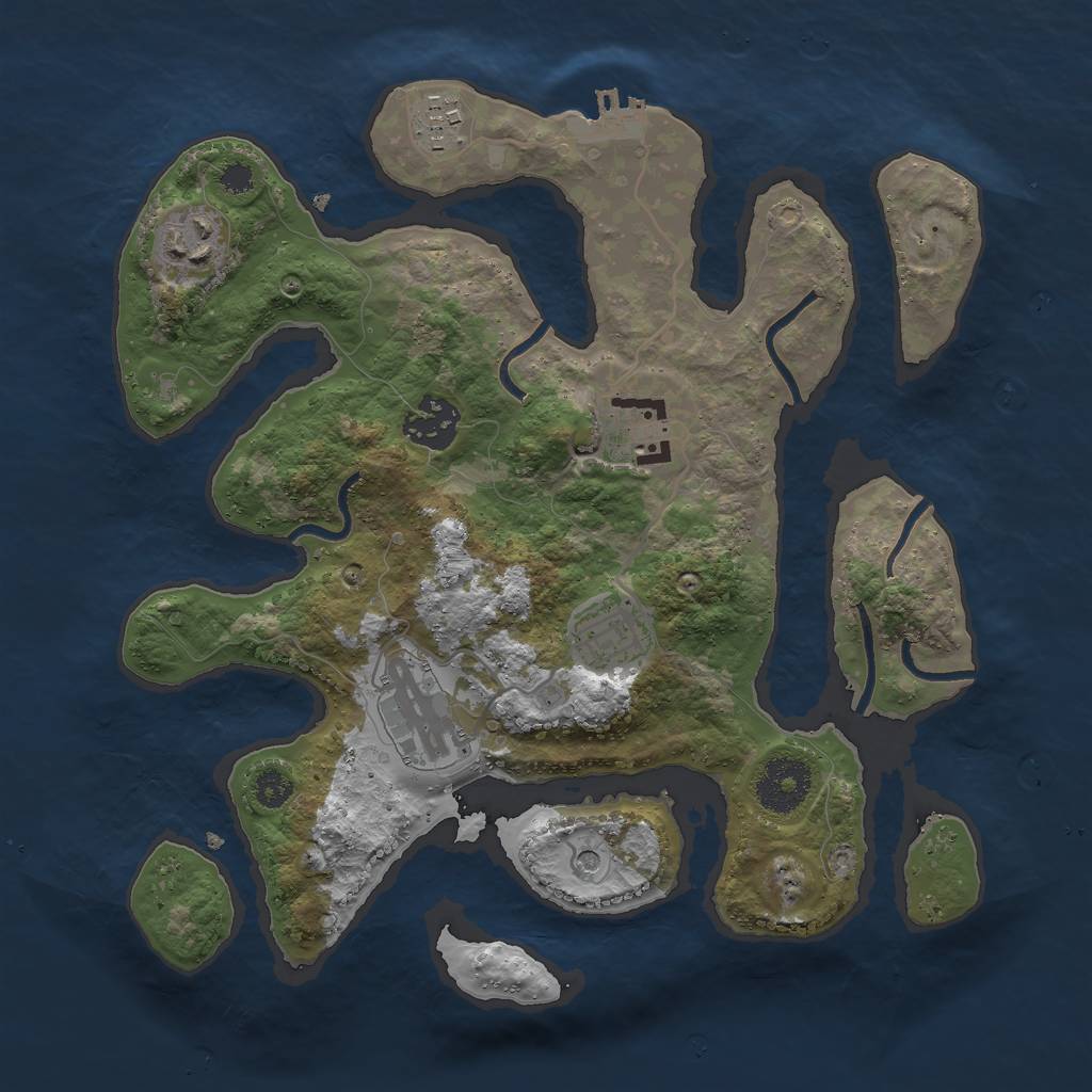 Rust Map: Procedural Map, Size: 3000, Seed: 749060058, 10 Monuments