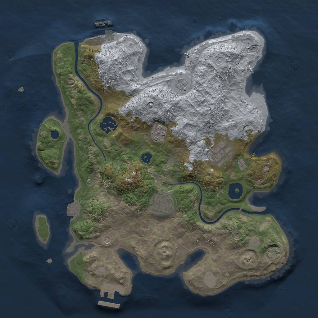 Rust Map: Procedural Map, Size: 3000, Seed: 688580859, 10 Monuments