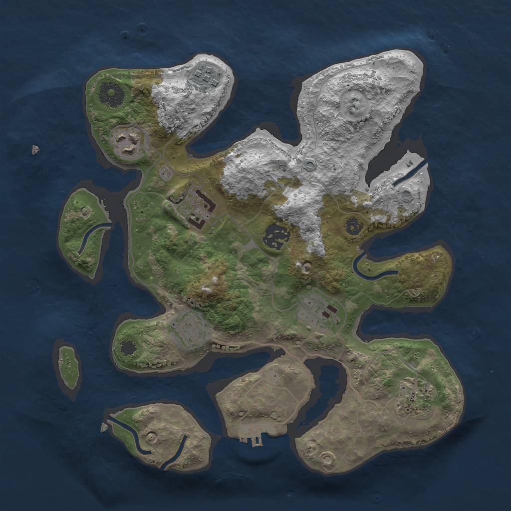 Rust Map: Procedural Map, Size: 3000, Seed: 688580859, 10 Monuments