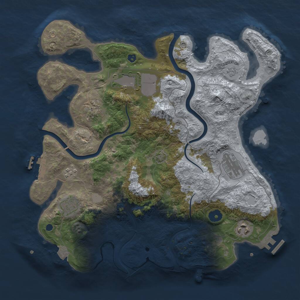 Rust Map: Procedural Map, Size: 3500, Seed: 2055171290, 12 Monuments
