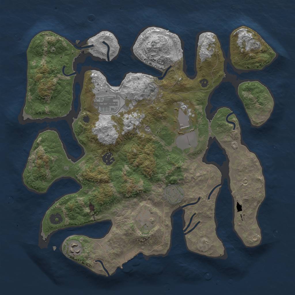 Rust Map: Procedural Map, Size: 3600, Seed: 133960869, 10 Monuments
