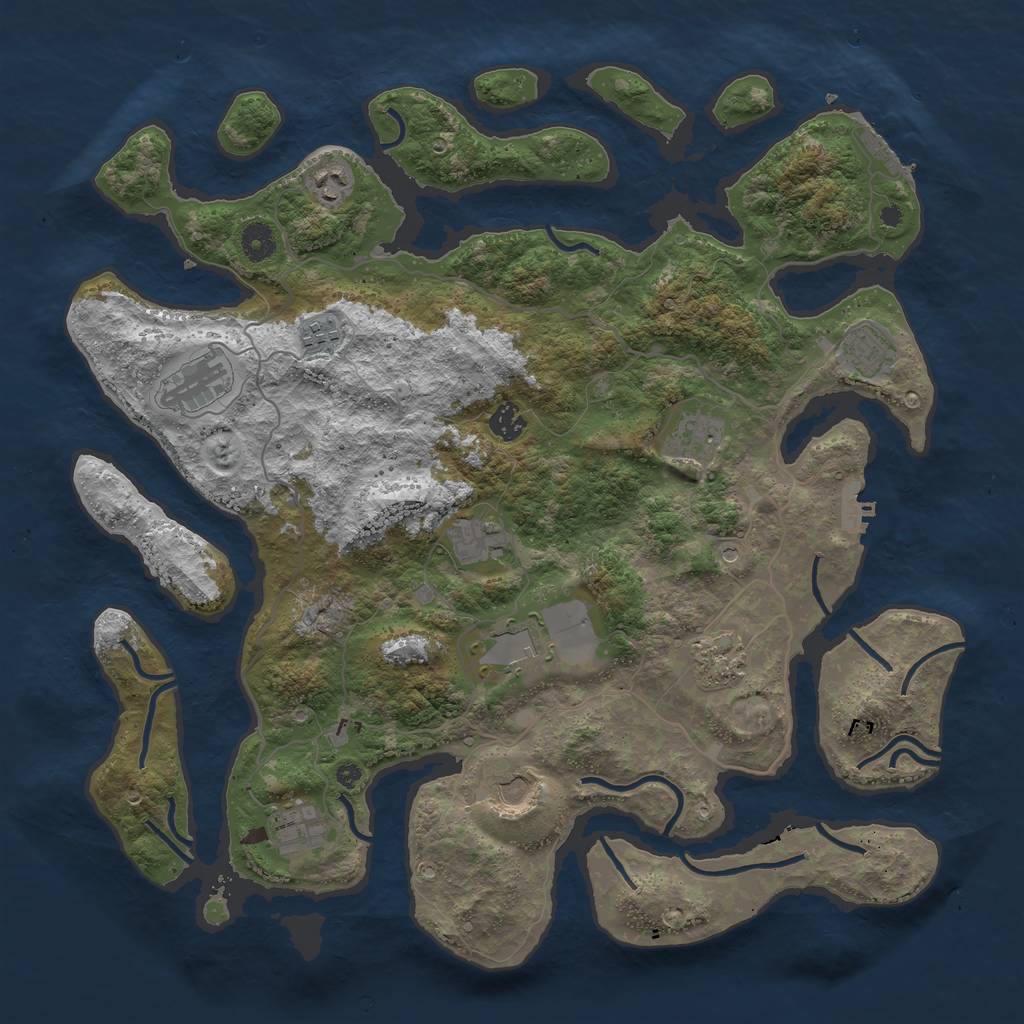 Rust Map: Procedural Map, Size: 4250, Seed: 391444160, 16 Monuments