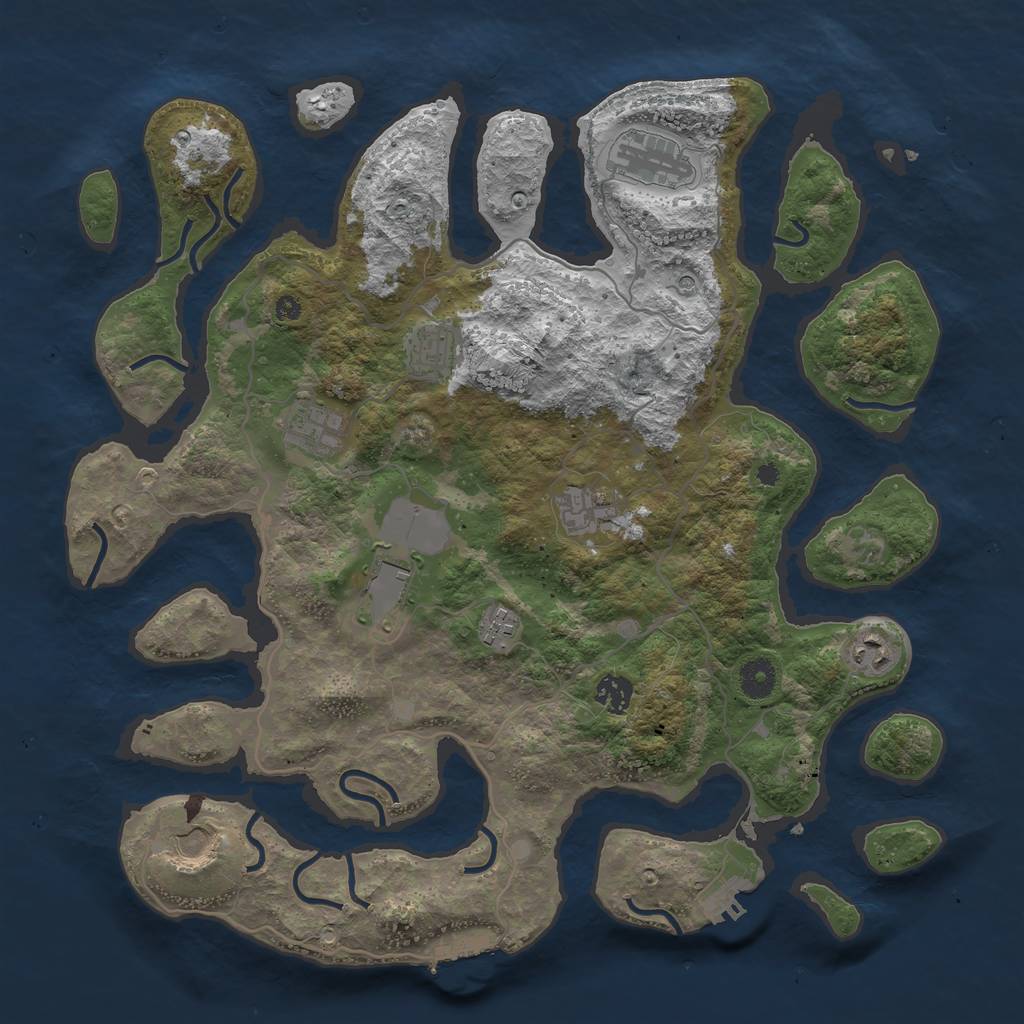 Rust Map: Procedural Map, Size: 4000, Seed: 4000336, 14 Monuments