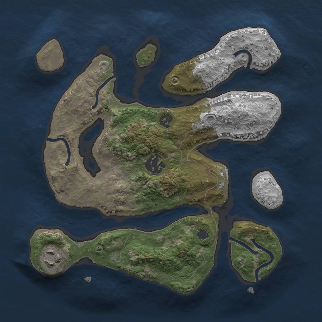 Rust Map: Procedural Map, Size: 2488, Seed: 1791449095, 4 Monuments