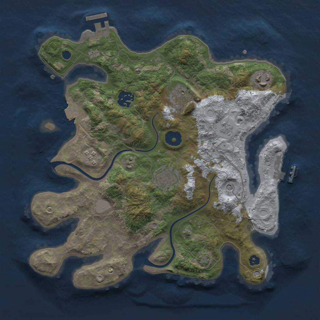 Rust Map: Procedural Map, Size: 3000, Seed: 1195697800, 11 Monuments